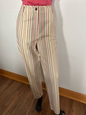 Cream w/Multicolor Stripes Cropped Pants. Item# TSp48